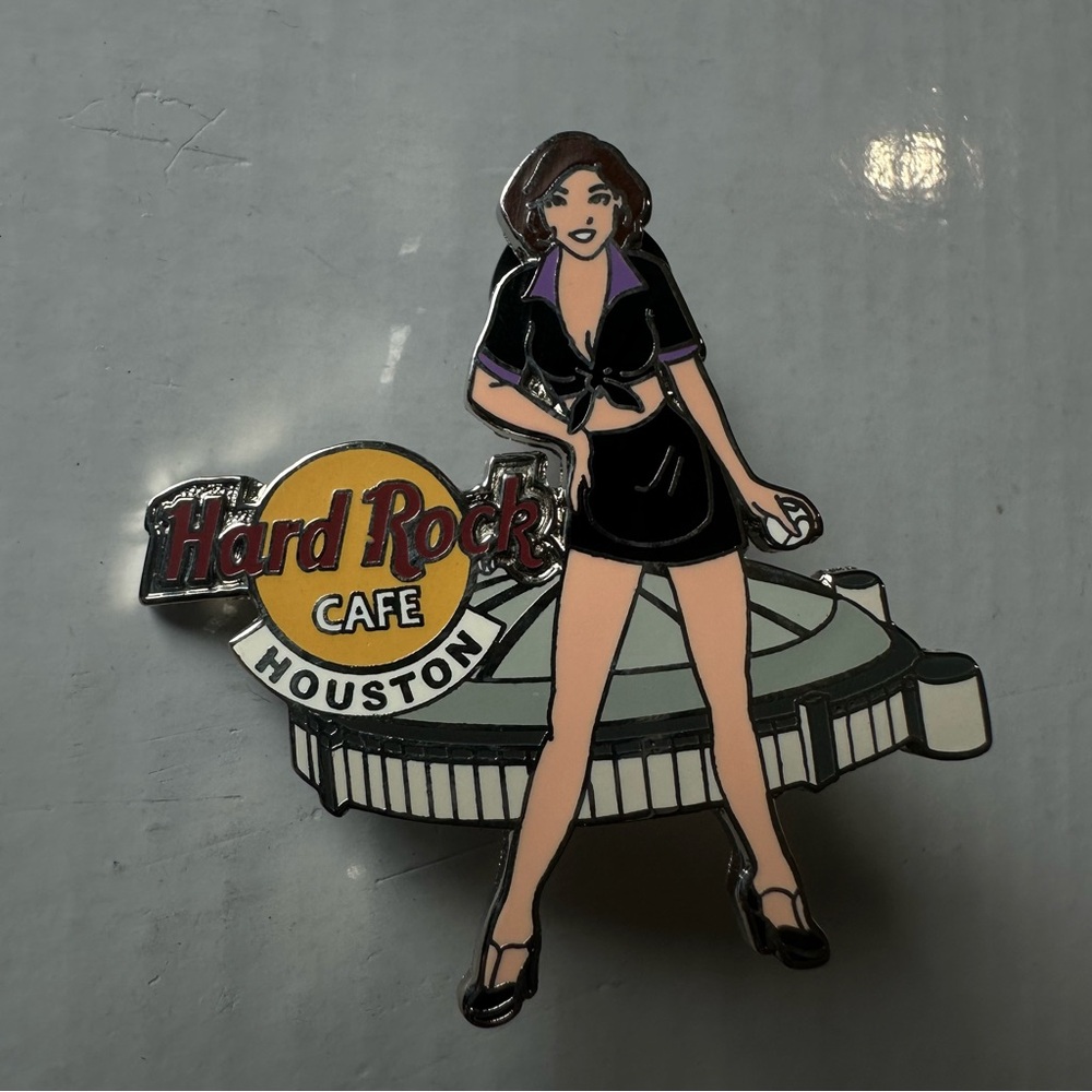 Hard Rock Cafe Houston Pin with Stylish Woman